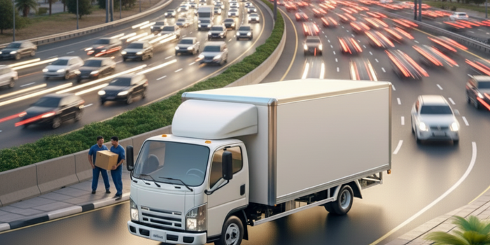 شركة نقل عفش شاهد سيارة النقل خارج جدة وهي تسير علي الطريق